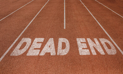 Dead End written on running track, New Concept on running track text in white color