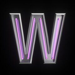 Neon light 3d alphabet