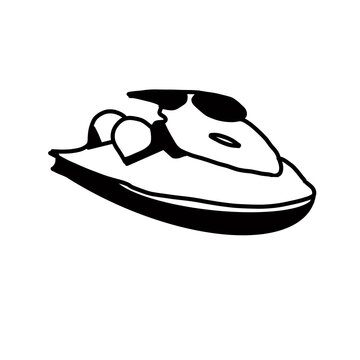 black and white jet ski on white background clip art preview