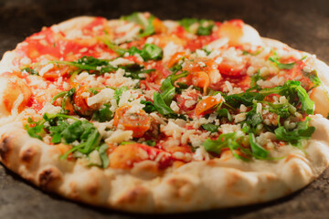 Cook pizza at home Oven. Shallow focus