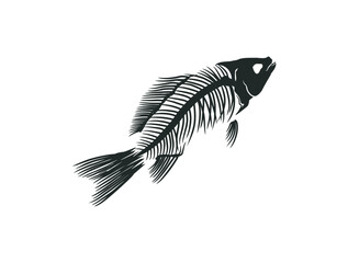 fishbone vector illustrations, fossil of the ancient fish © abdul