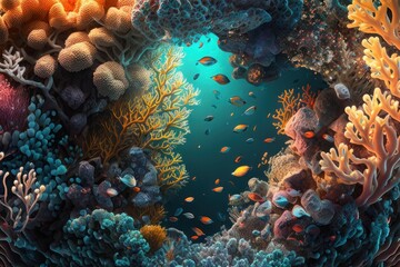 Fototapeta na wymiar Underwater Coral Reef - A Colorful and Vibrant World, Generative AI