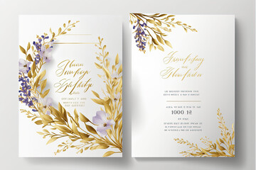 Fototapeta na wymiar wedding invitation card template design with watercolor greenery leaf and branch, watercolor invitation , beautiful floral wreath.generative ai,