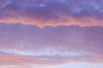 Sky landscape with clouds on the sunset, background. Horizontal banner with free copy space for text