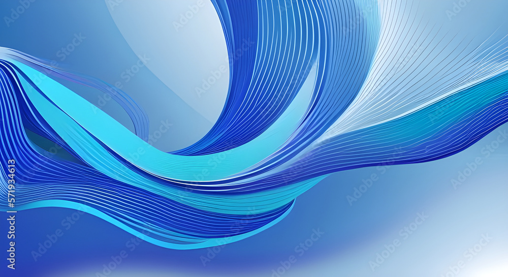 Aufkleber abstract blue wave background with gradient texture - ai generative.