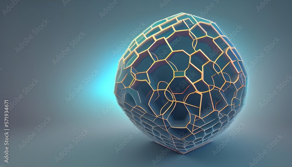 Fototapete abstract 3d sci-fi colorful sphere with gradient background - ai generative