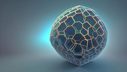 Abstract 3d sci-fi colorful sphere with gradient background - AI generative