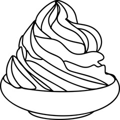 Seamless horizontal border of  meringues. Graphic vector image. Decorative elements. Design for cafe, sweet shop, pastry shop, confectionery, printing on packaging, paper, fabric, textile, menu
