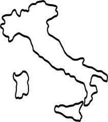 doodle freehand drawing of italy map.