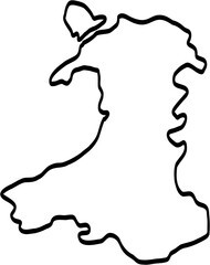 doodle freehand drawing of wales map. - obrazy, fototapety, plakaty