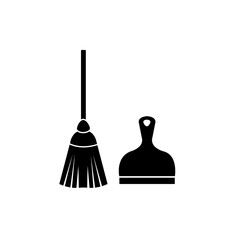 Broom and dustpan icon. Simple illustration of broom and dustpan vector icon for web