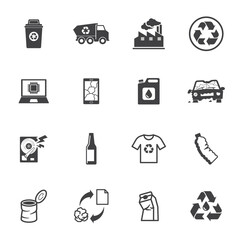 recycle with garbage icon, illustration solid icons sets