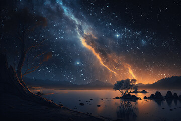Obraz na płótnie Canvas sky with stars. Starry night. the milky way. milky way in the sky. generative ai.
