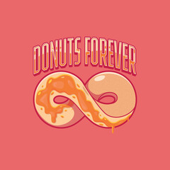 Infinite Donut symbol with lettering vector illustration. Food, candy, branding design concept.