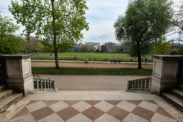 London - 04 11 2022: View of football pitches and a boulevard in Holland park