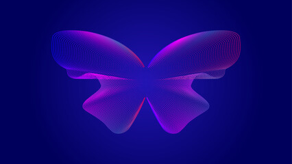 Concept of metaverse, virtual reality experience with abstract sphere, Shiny abstract butterfly futuristic wave vector illustration eps10 lines technology backgound