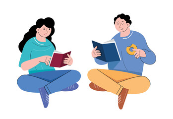 character people read book