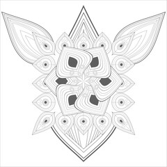Coloring Book for adults. Hand drawn flowers in zentangle style for t-shirt design or tattoo and coloring book
