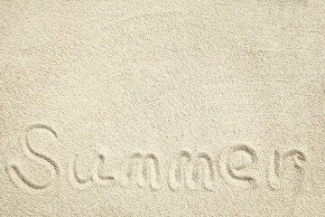 A drawing on the sand by the sea travel background