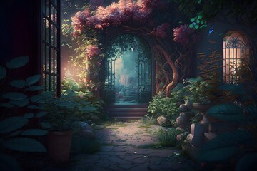 magical garden created using AI Generative Technology
