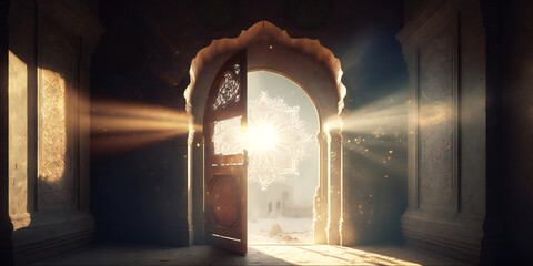 eid mubarak festival golden crescent moon and lanterns background
