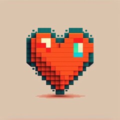 Obraz premium Orange and blue heart on gray background, created using generative ai technology