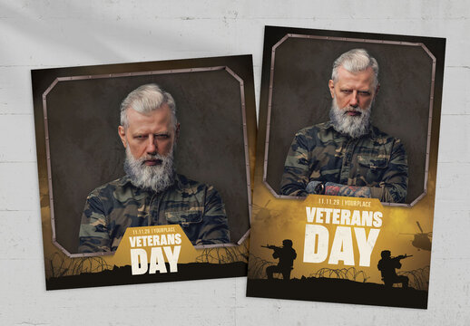 Military Army Veterans Day Photo Card Flyer Template