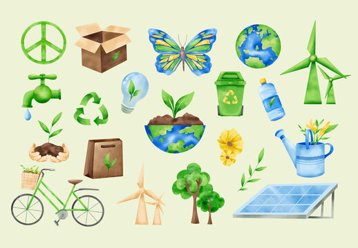 Earth Day Eco Environment Clipart Illustrations