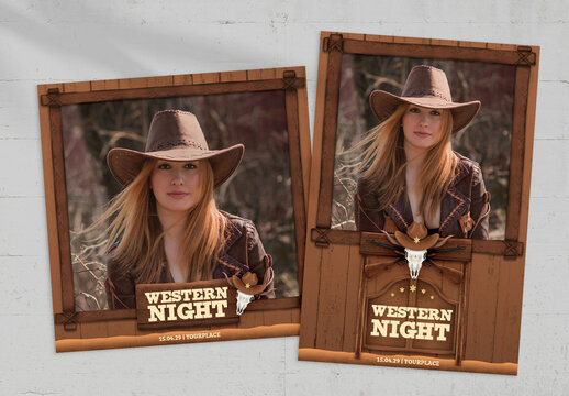 Country Western Night Photo Card Flyer Template