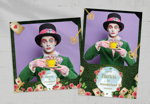 Wonderland Party Photo Card Template