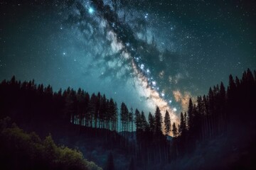 Astronomy constellation stars and milky way on night sky, created using generative ai technology