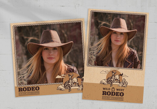 Rodeo Country Western Party Photo Card Template