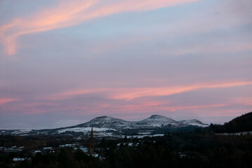 Pink Clouds over Eildon Hills, Galashiels, Scottish Borders