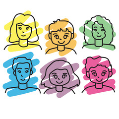 Face people character set vector illustration. Suitable for icon, logo, sticker pack and graphic design elements