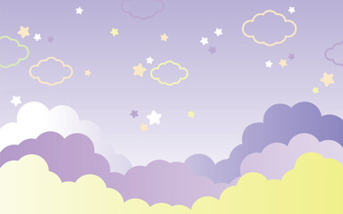 ゆめかわな雲と星の背景
