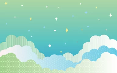 Gardinen ゆめかわな雲と星の背景 © oatmealco