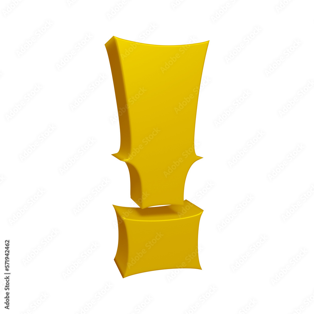 Aufkleber golden exclamation mark symbol or icon design in 3d rendering