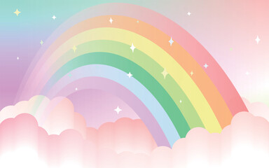 ゆめかわな虹と星の背景