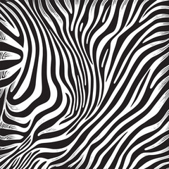 Fototapeta premium Monochrome Zebra Stripes Seamless Vector Pattern, Black and White Animal Print for Fabric, Textile, Fashion, Wrapping Paper, Background, Wallpaper, and Stationery