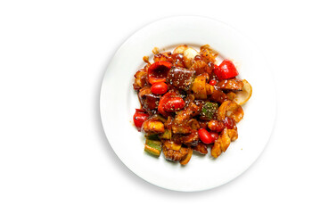 fried crispy chicken with sweet and sour sauce in Korean style