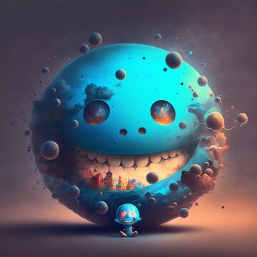 Grimmiger Smiley, made by Ai, AI-Art