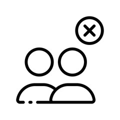 Mans with button line icon. Cross, checkmark, tick. Payment failure, unsuccessfully, error, done, checked, mistake, ok, reject. Vector line icon on white background