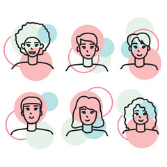 Face people character set vector illustration. Suitable for icon, logo, sticker pack and graphic design elements