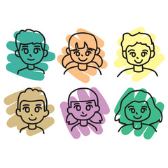 Face people character set vector illustration. Suitable for icon, logo, sticker pack and graphic design elements