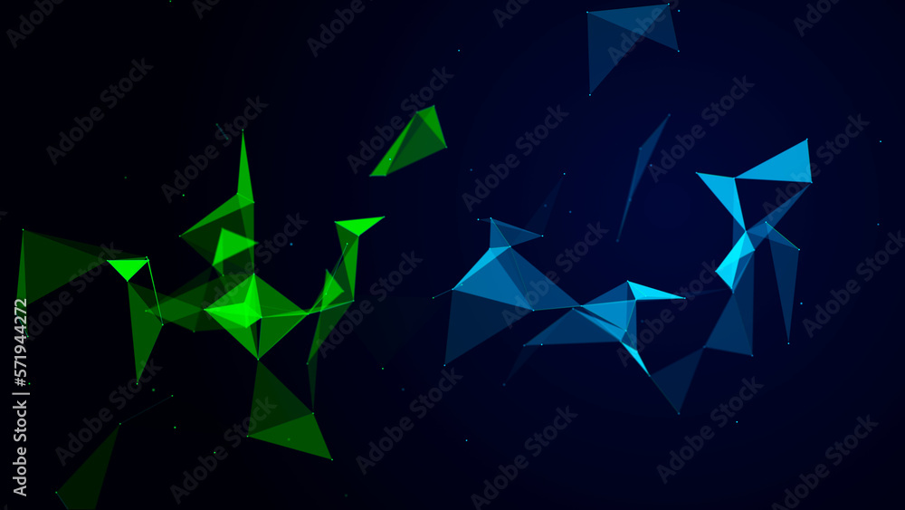 Fototapete big data visualization. network connection structure with chaotic distribution of points and lines. 