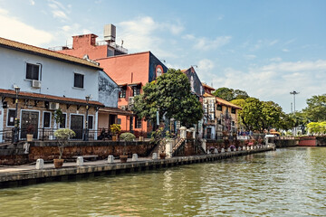 Traditional chinese style houses in Melaka historical town, Malaysia