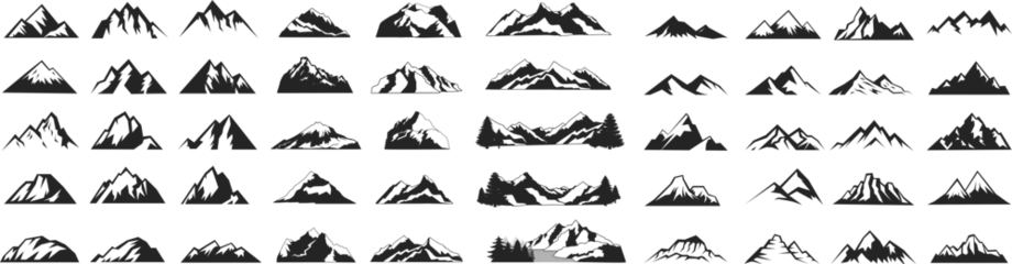 Fotobehang Bergen Mountain icons set silhouette