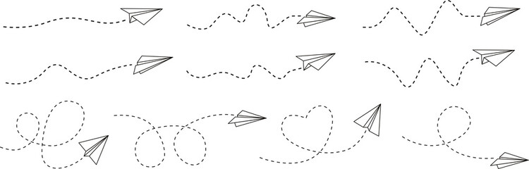 Hand drawn doodle paper airplane - obrazy, fototapety, plakaty