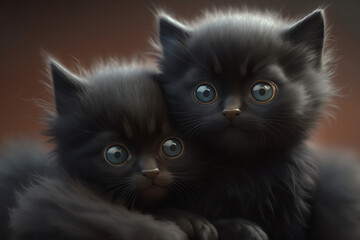 Fototapeta premium Two black cats generated with AI