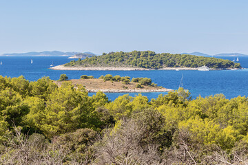 Fototapeta na wymiar The Adriatic coastline at Rogoznica seen from the Dragon Eye Lake